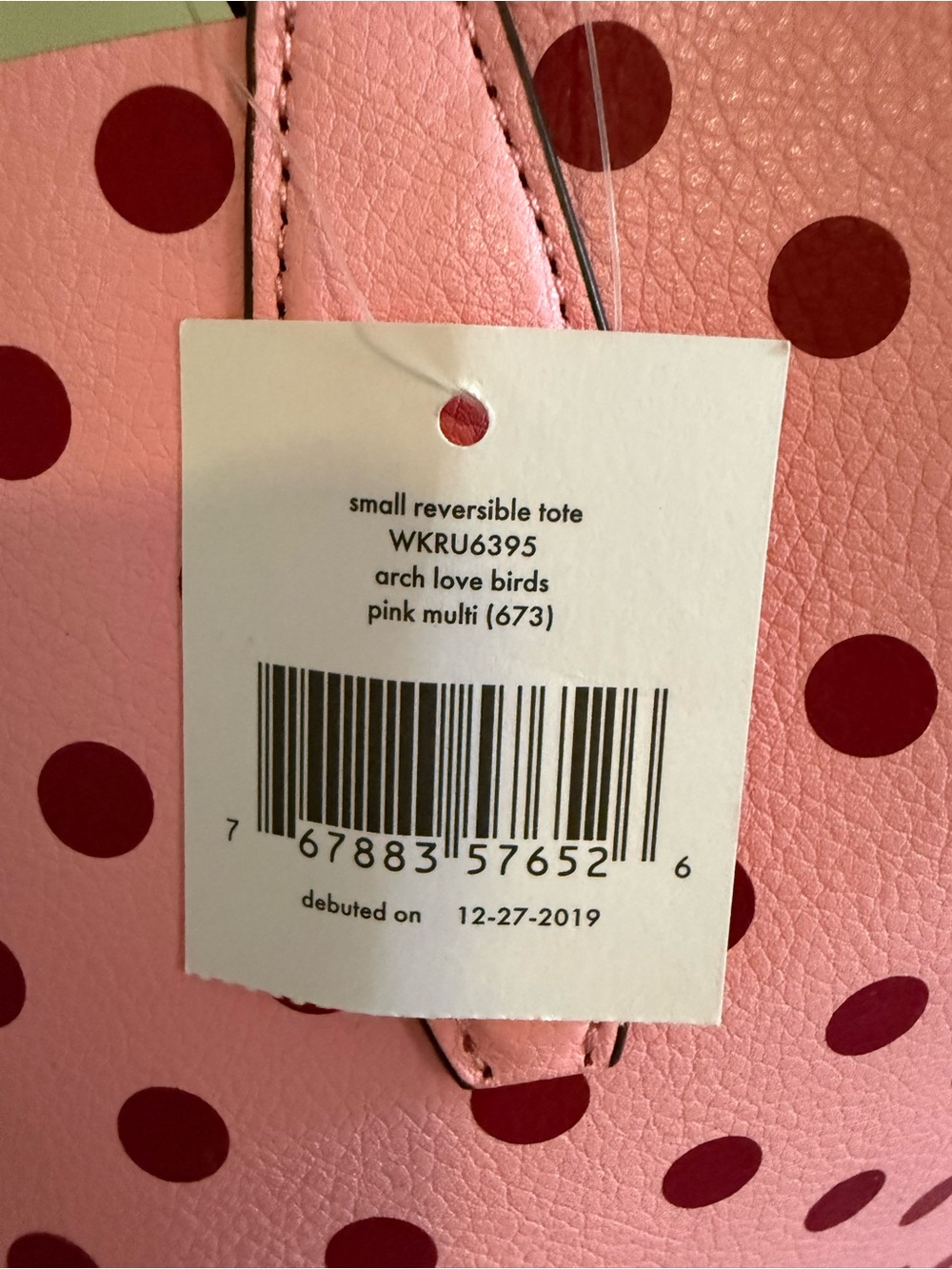 kate spade Pink Tote with Burgundy Polka Dots and Heart Charm - Picture 5 of 8